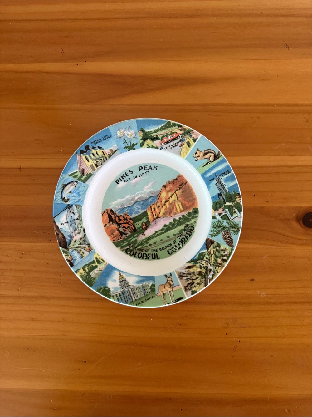 Pikes Peak Colorful Colorado Souvenir Decorative Plate - Blue/Green